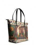 "Se amó hasta florecer" ver.8 Leather Tote Bag - side view | Paleta Bags
