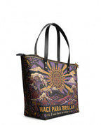 "Nací para brillar" ver.1 Leather Tote Bag - side view | Paleta Bags