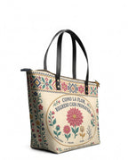 "Como la flor, regreso cada primavera" ver.3 Leather Tote Bag - side view | Paleta Bags