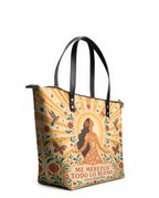 "Me merezco todo lo bueno" ver.4 Leather Tote Bag - side view | Paleta Bags