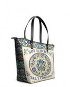 "Soy suficiente, tal y como soy" ver.8 Leather Tote Bag - side view | Paleta Bags