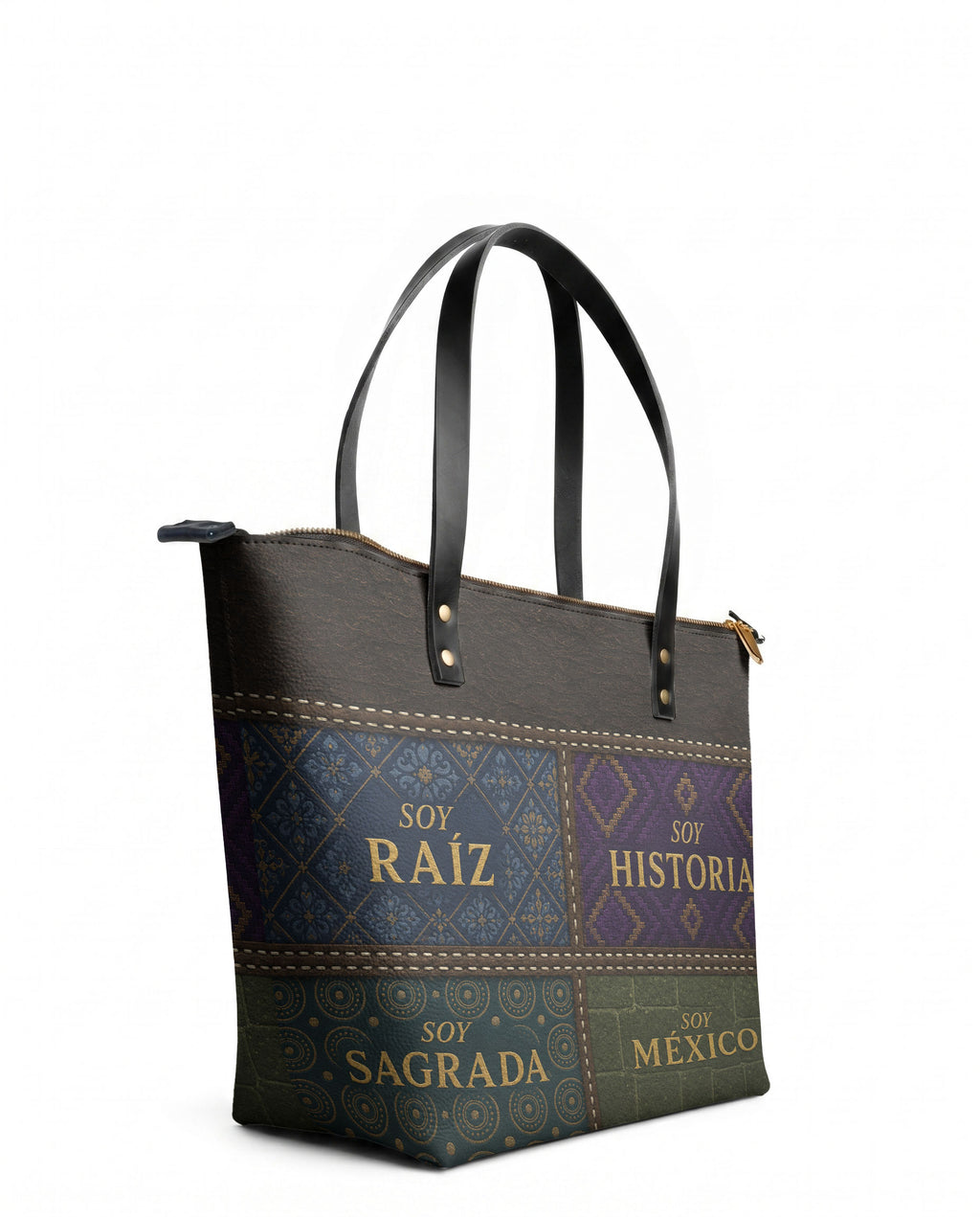 "LAS RAÍCES" ver.1 Leather Tote Bag - side view | Paleta Bags