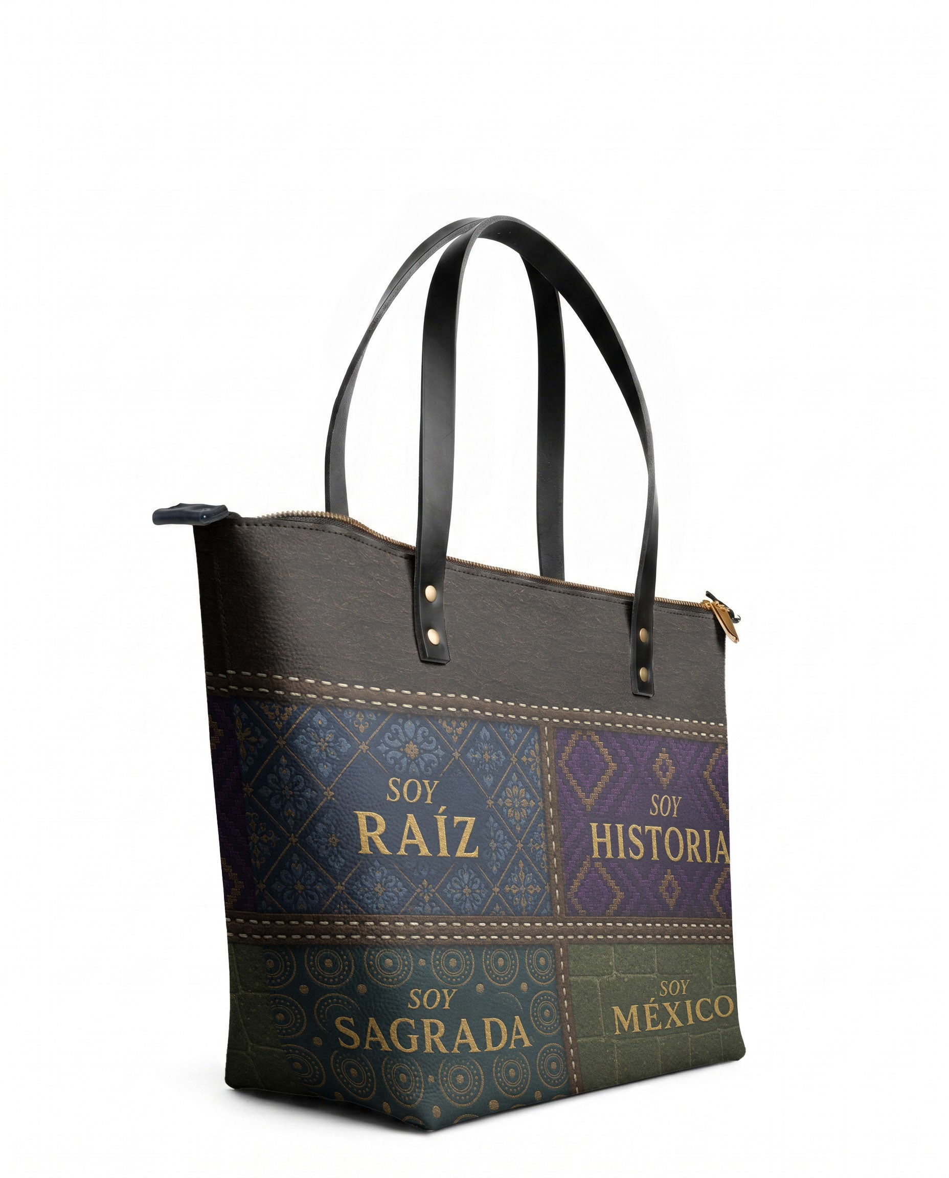 "LAS RAÍCES" ver.1 Leather Tote Bag - side view | Paleta Bags