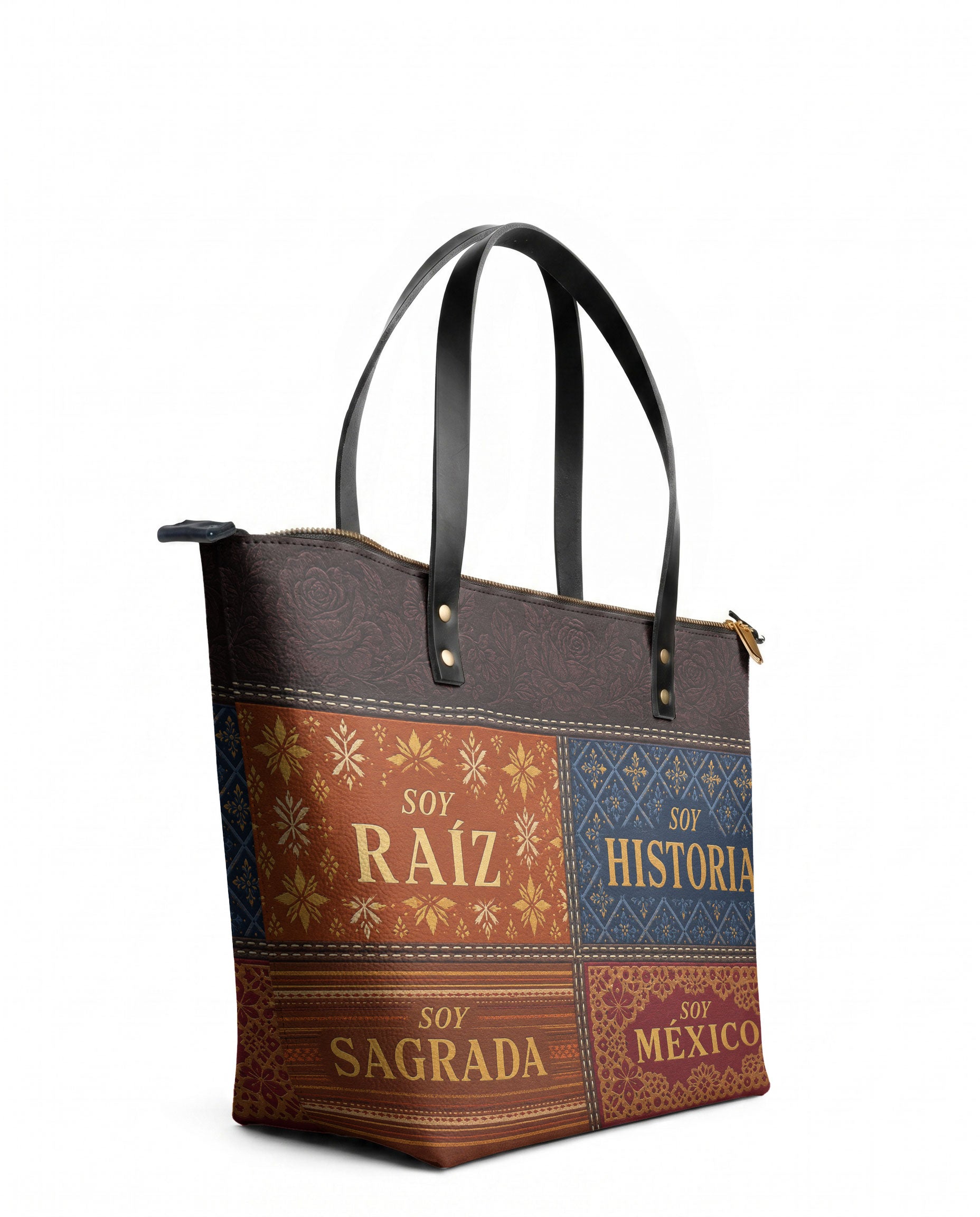 "LAS RAÍCES" ver.2 Leather Tote Bag - side view | Paleta Bags