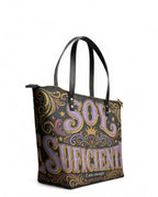 "Soy suficiente, tal y como soy" ver.2 Leather Tote Bag - side view | Paleta Bags