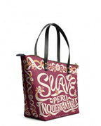 "Suave pero inquebrantable" ver.1 Leather Tote Bag - side view | Paleta Bags