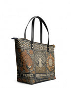 "Feroz. Arraigada. Radiante" ver.4 Leather Tote Bag - side view | Paleta Bags
