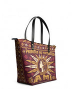 "Primero me pertenezco a mí" ver.5 Leather Tote Bag - side view | Paleta Bags