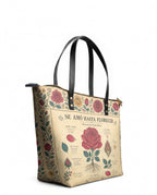 "Se amó hasta florecer" ver.5 Leather Tote Bag - side view | Paleta Bags