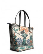 "Soy la dueña de mi destino" ver.2 Leather Tote Bag - side view | Paleta Bags