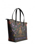 "Soy hija de la tierra" ver.3 Leather Tote Bag - side view | Paleta Bags