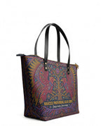 "Raíces profundas, alas libres" ver.1 Leather Tote Bag - side view | Paleta Bags