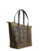 "Llevo a mis ancestros en la sangre" ver.2 Leather Tote Bag - side view | Paleta Bags