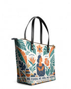 "Me cuido, me amo, me honro" ver.4 Leather Tote Bag - side view | Paleta Bags