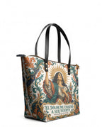 "El dolor me enseñó a ser fuerte" ver.5 Leather Tote Bag - side view | Paleta Bags