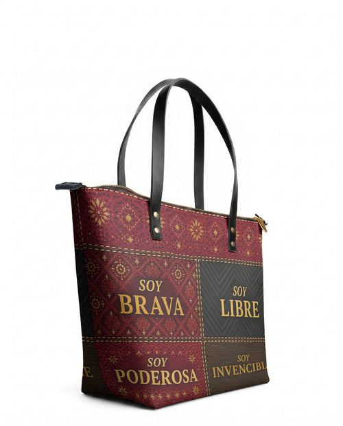 "LA GUERRERA" ver.2 Leather Tote Bag - side view | Paleta Bags
