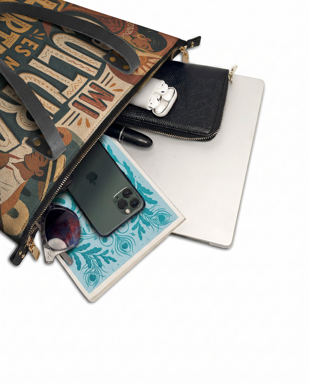 "Mi cultura es mi fortaleza" ver.1 Leather Tote Bag - detail | Paleta Bags
