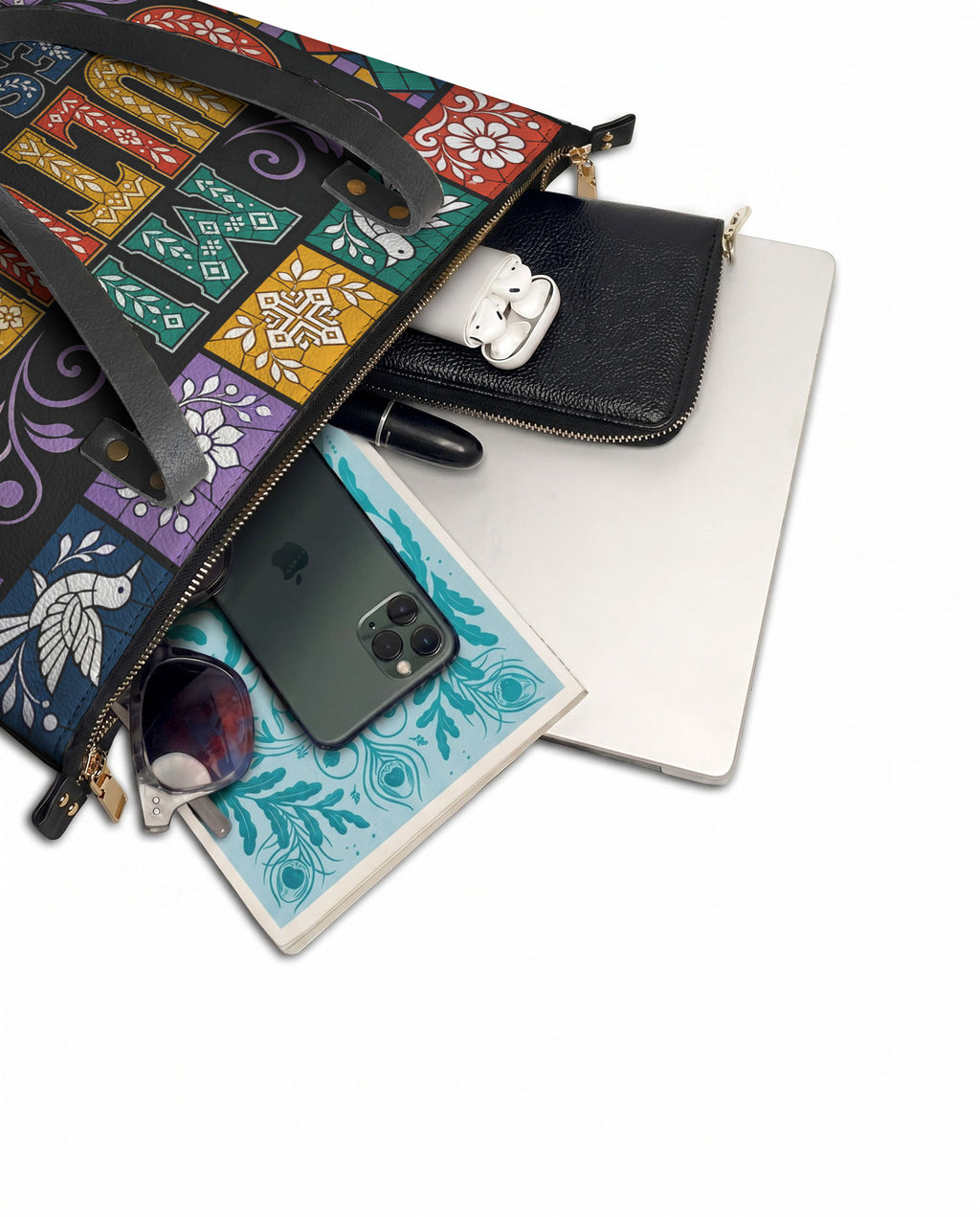 "Mi cultura es mi fortaleza" ver.4 Leather Tote Bag - detail | Paleta Bags