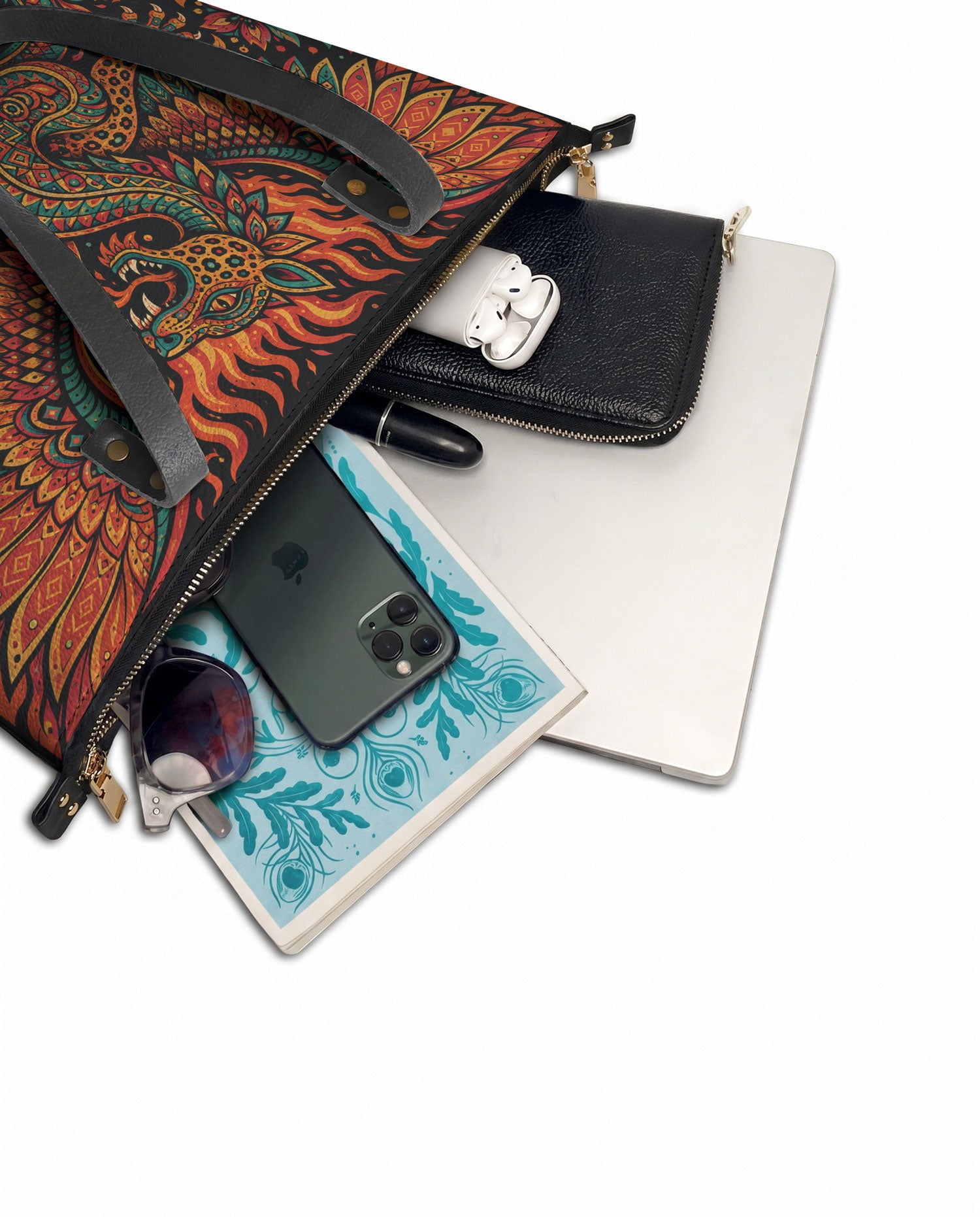 "Soy fuego que no se apaga" ver.1 Leather Tote Bag - detail | Paleta Bags