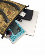 "Lleva su cultura como flores en flor" ver.5 Leather Tote Bag - detail | Paleta Bags