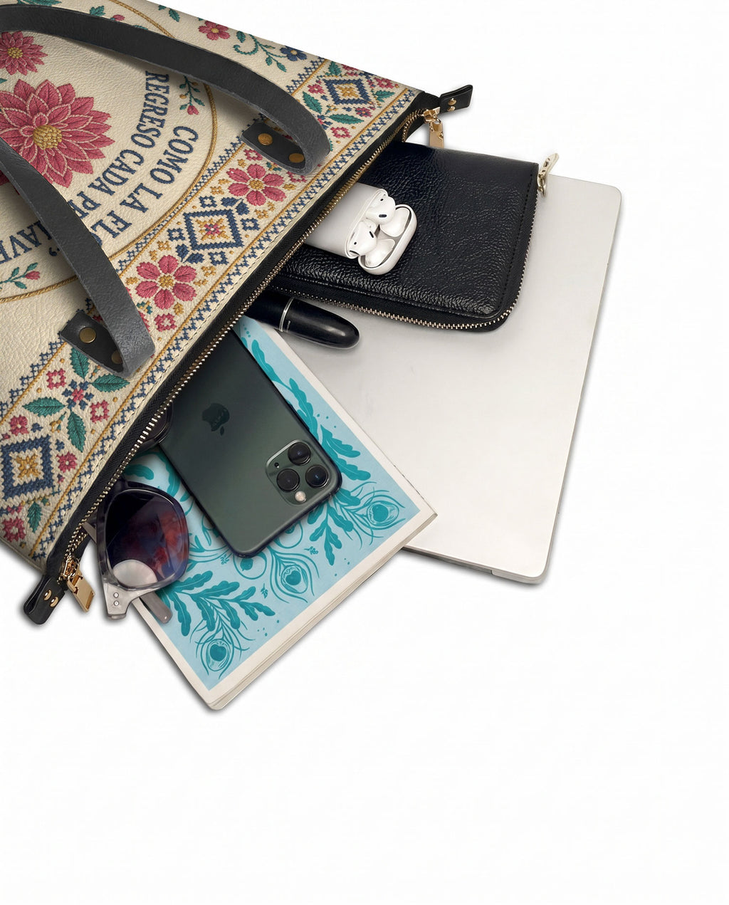 "Como la flor, regreso cada primavera" ver.3 Leather Tote Bag - detail | Paleta Bags