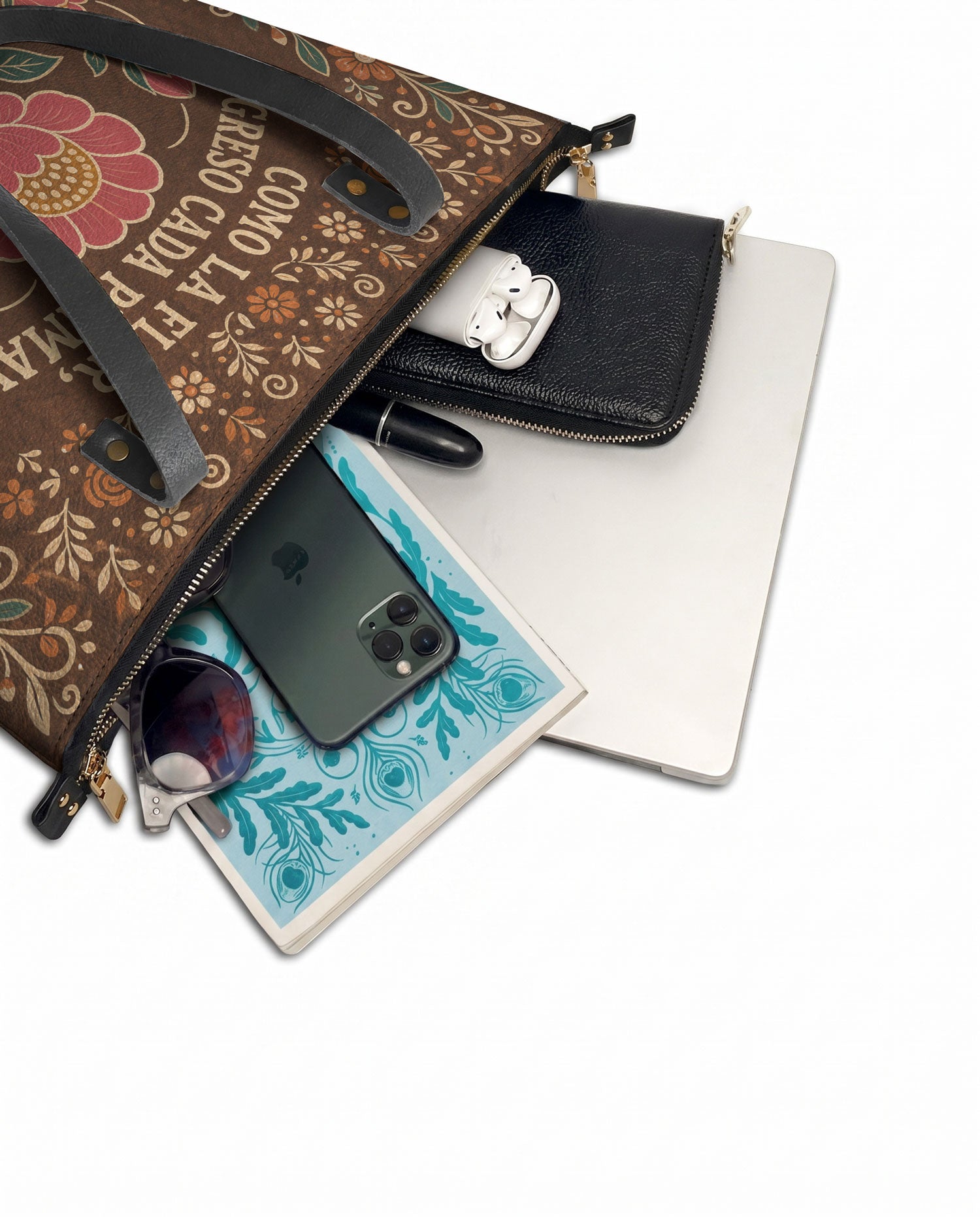 "Como la flor, regreso cada primavera" ver.4 Leather Tote Bag - detail | Paleta Bags