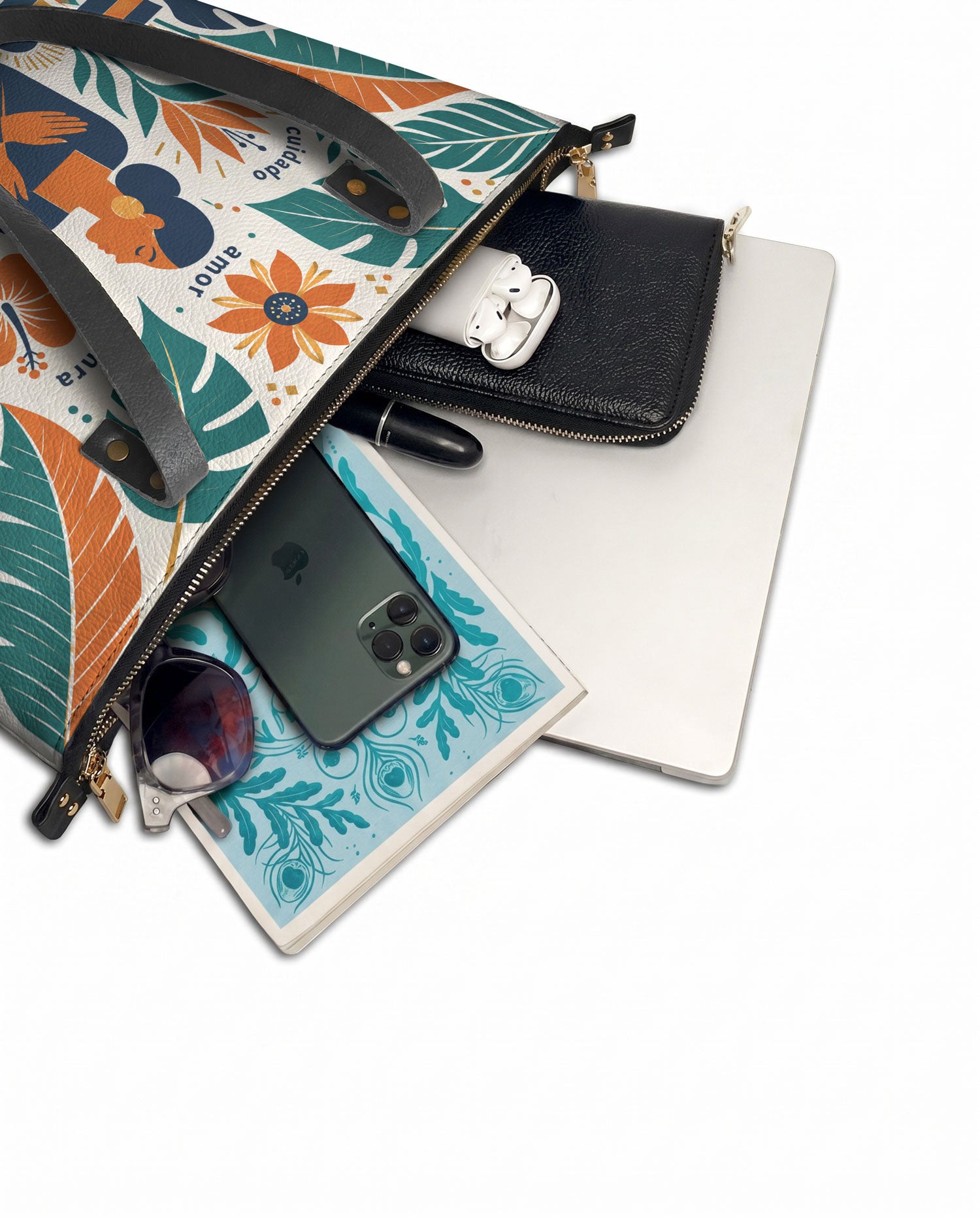 "Me cuido, me amo, me honro" ver.4 Leather Tote Bag - detail | Paleta Bags