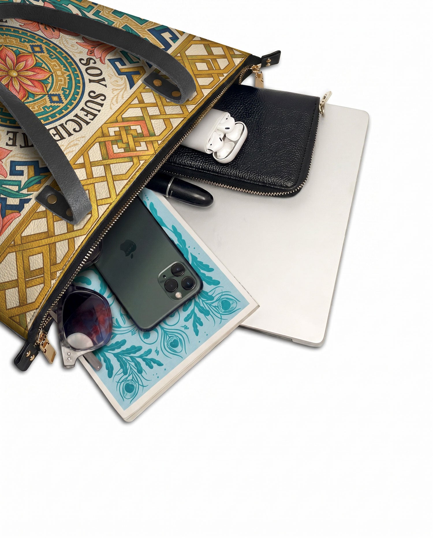 "Soy suficiente, tal y como soy" ver.9 Leather Tote Bag - detail | Paleta Bags