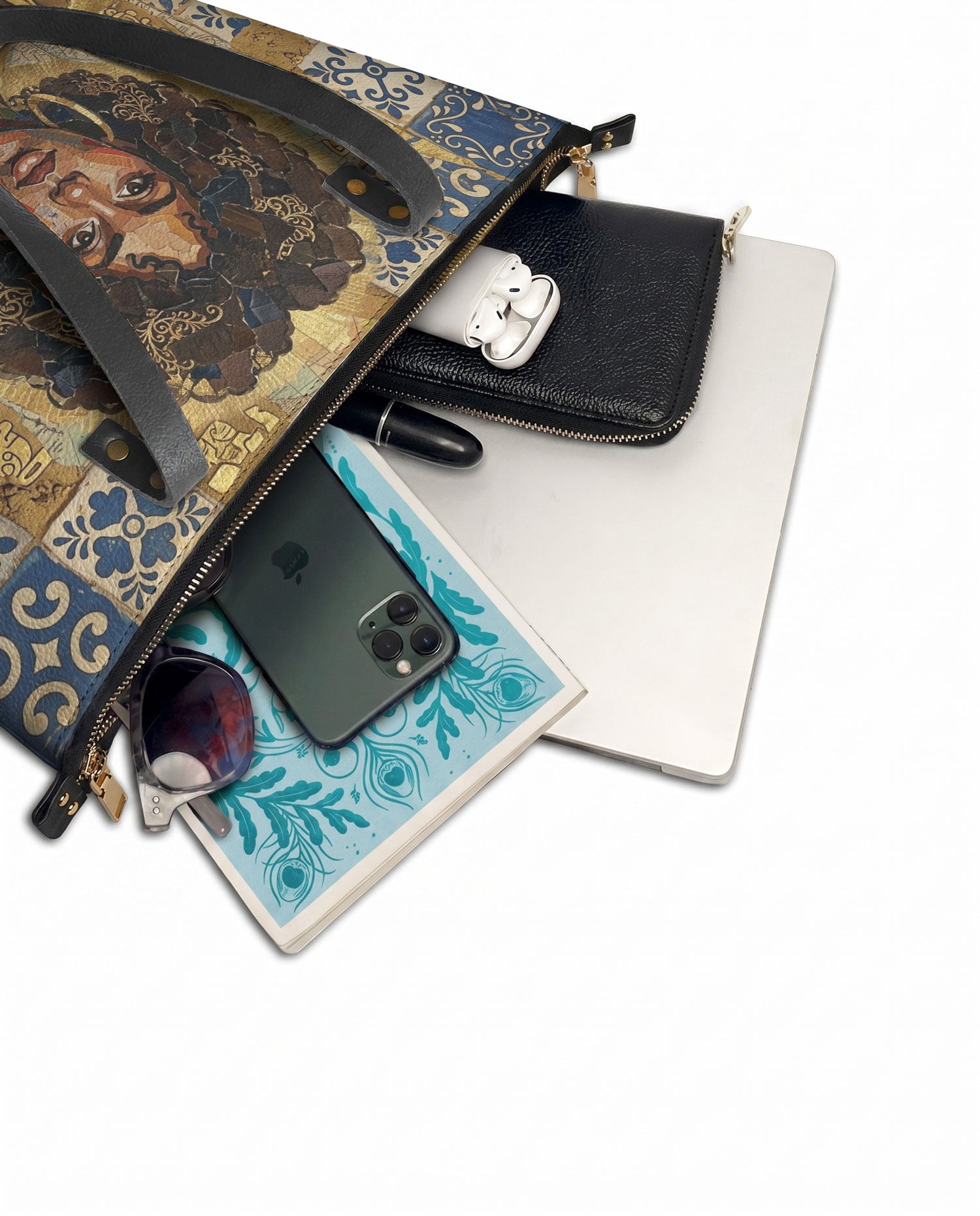 "Mi Raíz es Oro" ver.3 Leather Tote Bag - detail | Paleta Bags