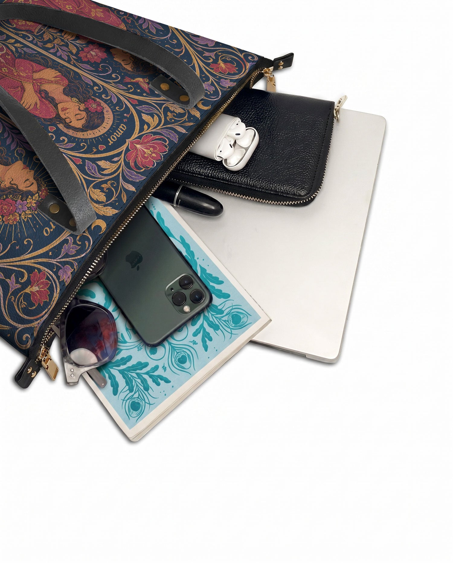 "Me cuido, me amo, me honro" ver.3 Leather Tote Bag - detail | Paleta Bags