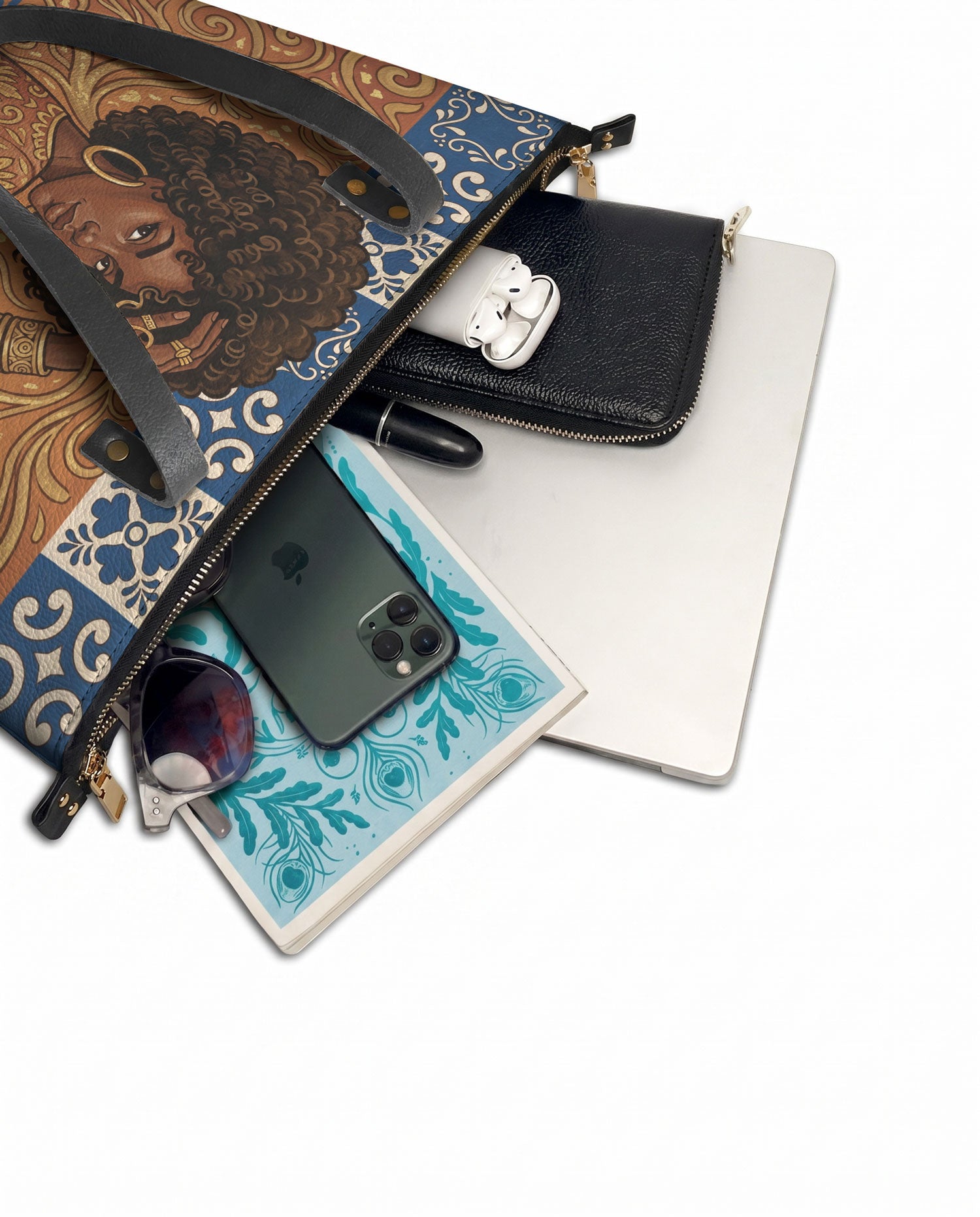 "Mi Raíz es Oro" ver.1 Leather Tote Bag - detail | Paleta Bags
