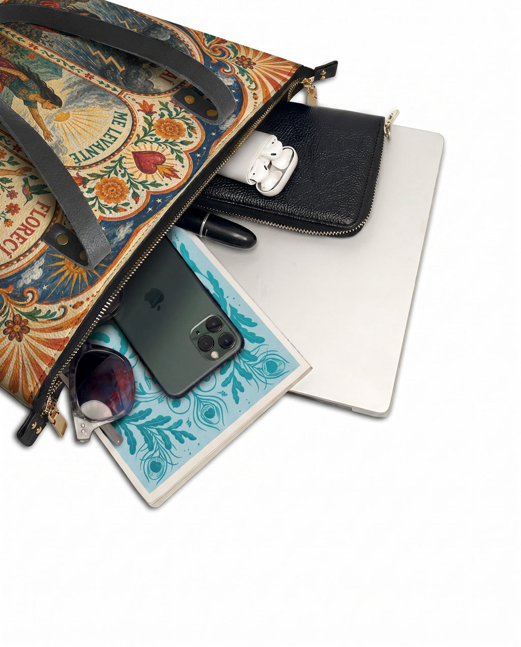 "Caí, me levanté, florecí" ver.1 Leather Tote Bag - detail | Paleta Bags