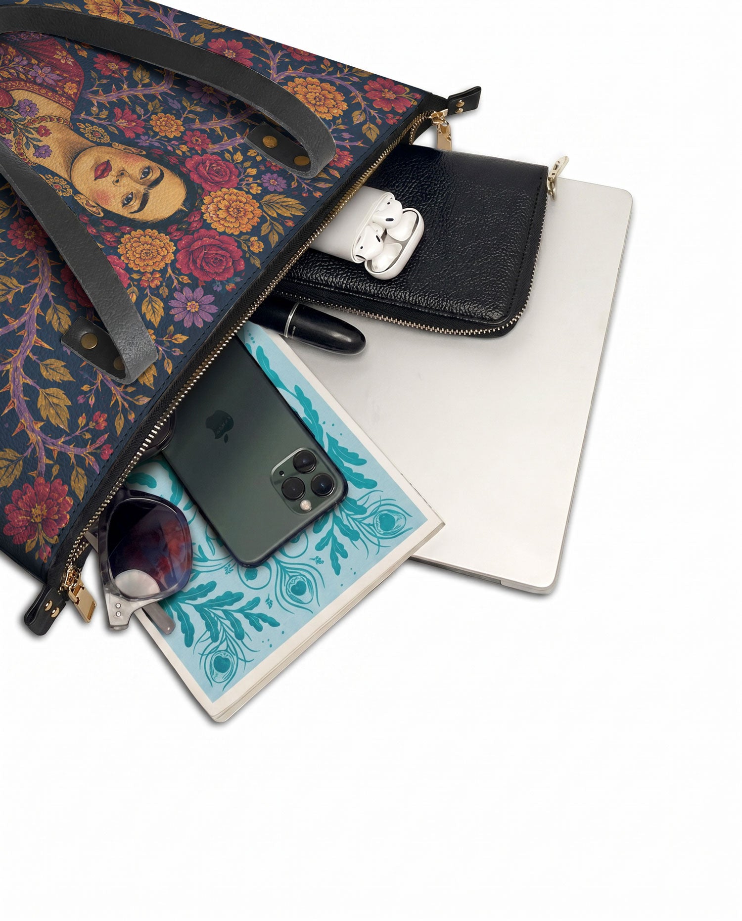 "De mis heridas nacen flores" ver.3 Leather Tote Bag - detail | Paleta Bags