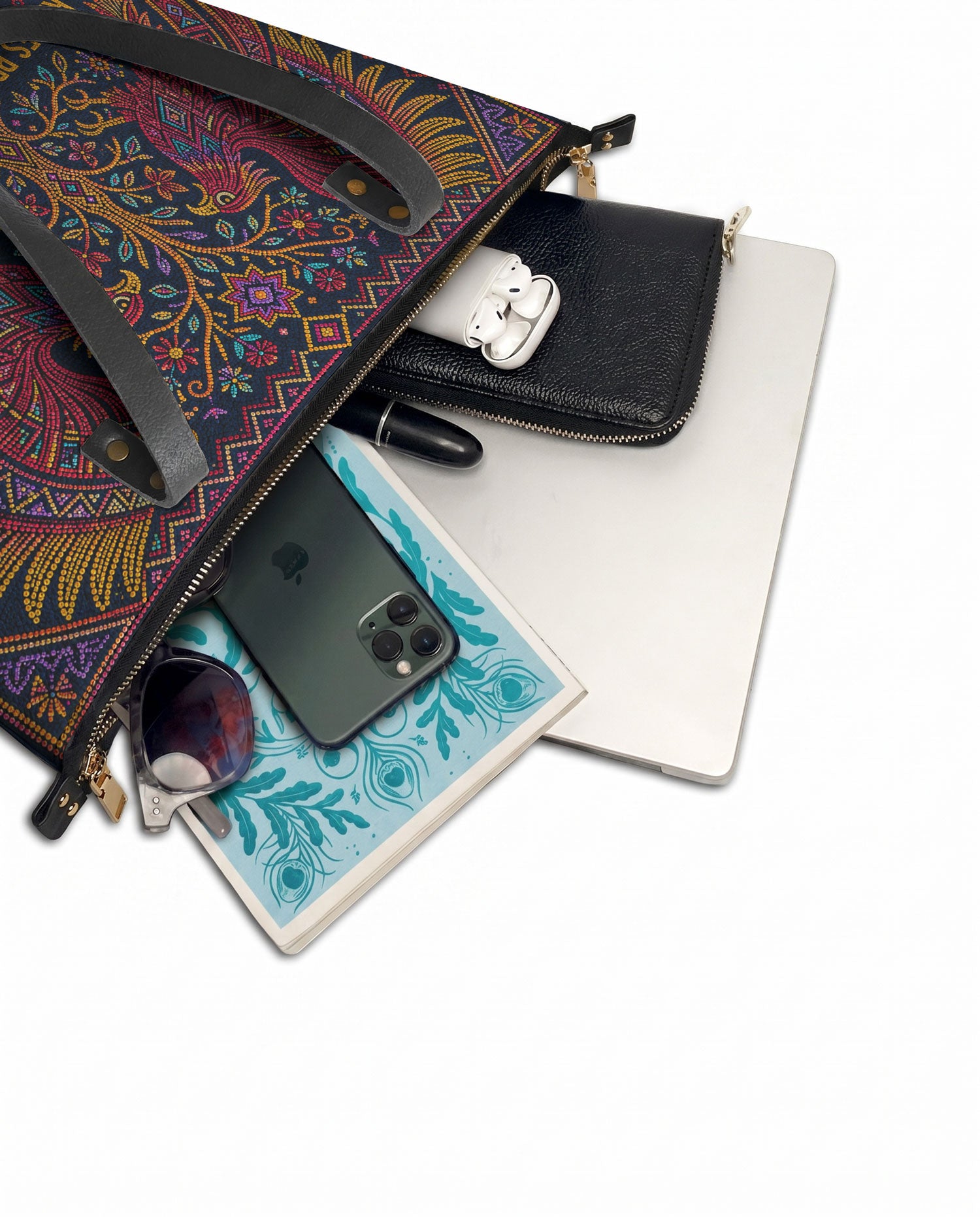 "Raíces profundas, alas libres" ver.1 Leather Tote Bag - detail | Paleta Bags