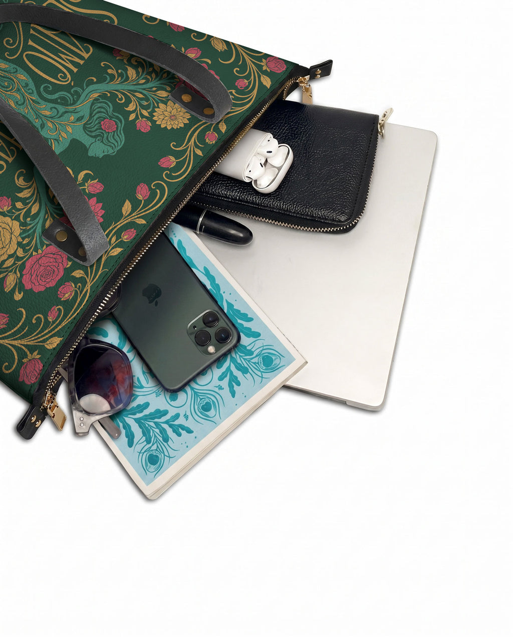 "Se amó hasta florecer" ver.3 Leather Tote Bag - detail | Paleta Bags