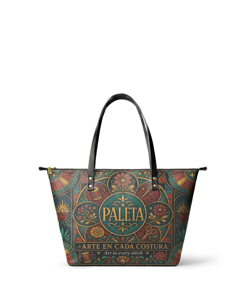 "La Paleta — Arte en cada costura" ver.5 Leather Tote Bag