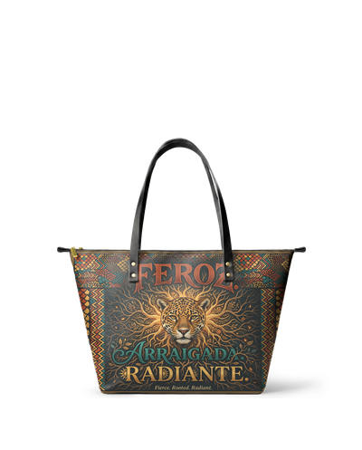 "Feroz. Arraigada. Radiante" ver.6 Leather Tote Bag