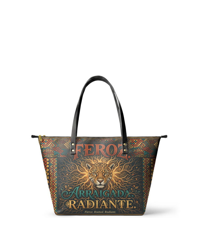 "Feroz. Arraigada. Radiante" ver.6 Leather Tote Bag