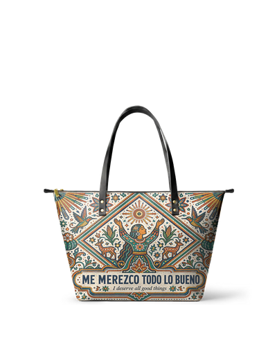 "Me merezco todo lo bueno" ver.5 Leather Tote Bag