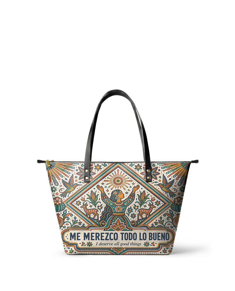 "Me merezco todo lo bueno" ver.5 Leather Tote Bag