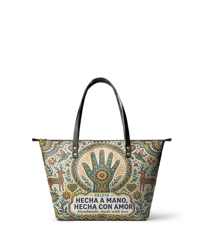 "Hecha a mano, hecha con amor" ver.3 Leather Tote Bag