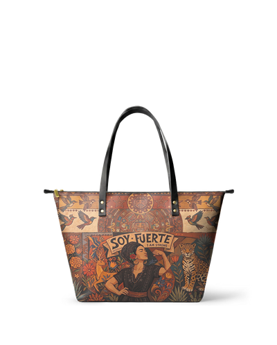 "Soy Fuerte" ver.1 Leather Tote Bag