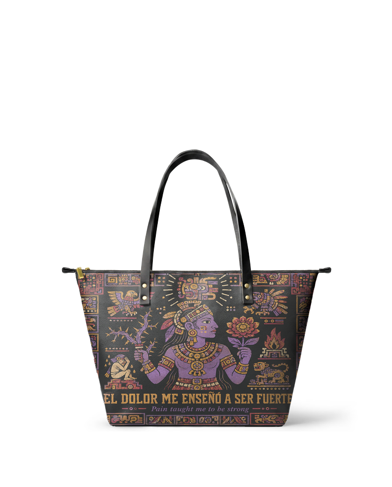 "El dolor me enseñó a ser fuerte" ver.4 Leather Tote Bag