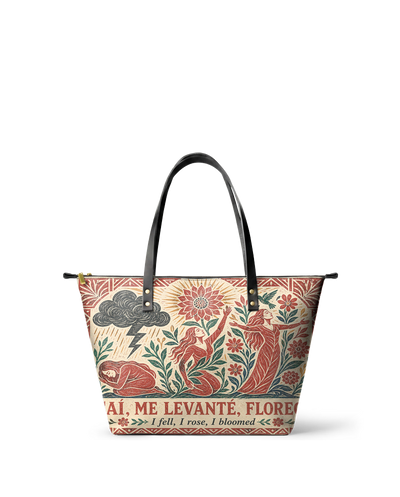 "Caí, me levanté, florecí" ver.2 Leather Tote Bag