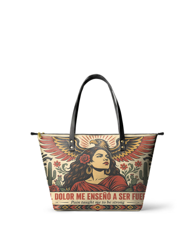 "El dolor me enseñó a ser fuerte" ver.3 Leather Tote Bag