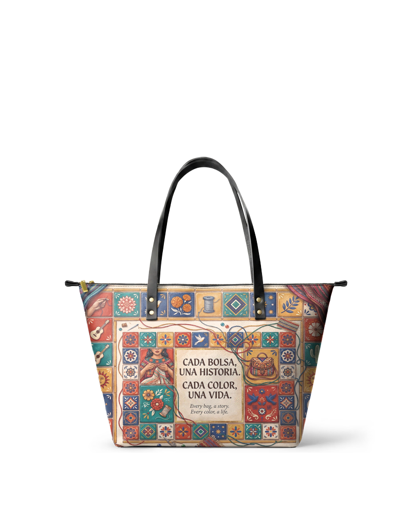 "Cada bolsa, una historia" ver.1 Leather Tote Bag