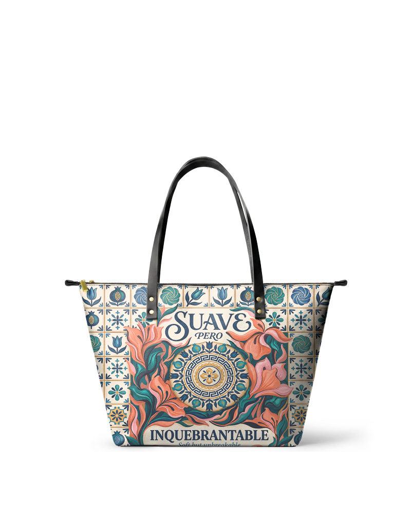 "Suave pero inquebrantable" ver.6 Leather Tote Bag