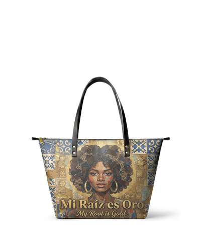 "Mi Raíz es Oro" ver.3 Leather Tote Bag