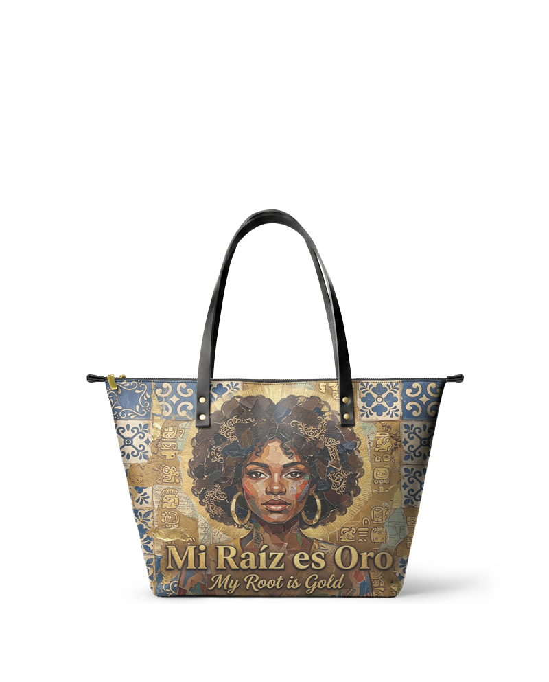 "Mi Raíz es Oro" ver.3 Leather Tote Bag