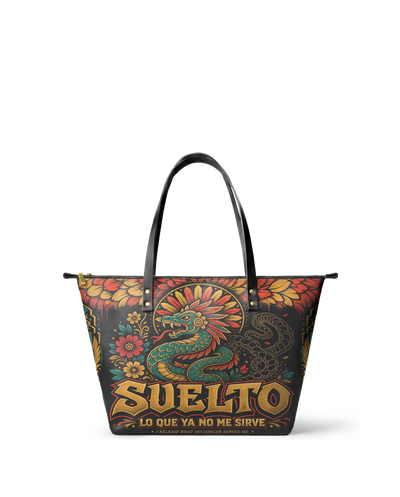"Suelto lo que ya no me sirve" ver.2 Leather Tote Bag